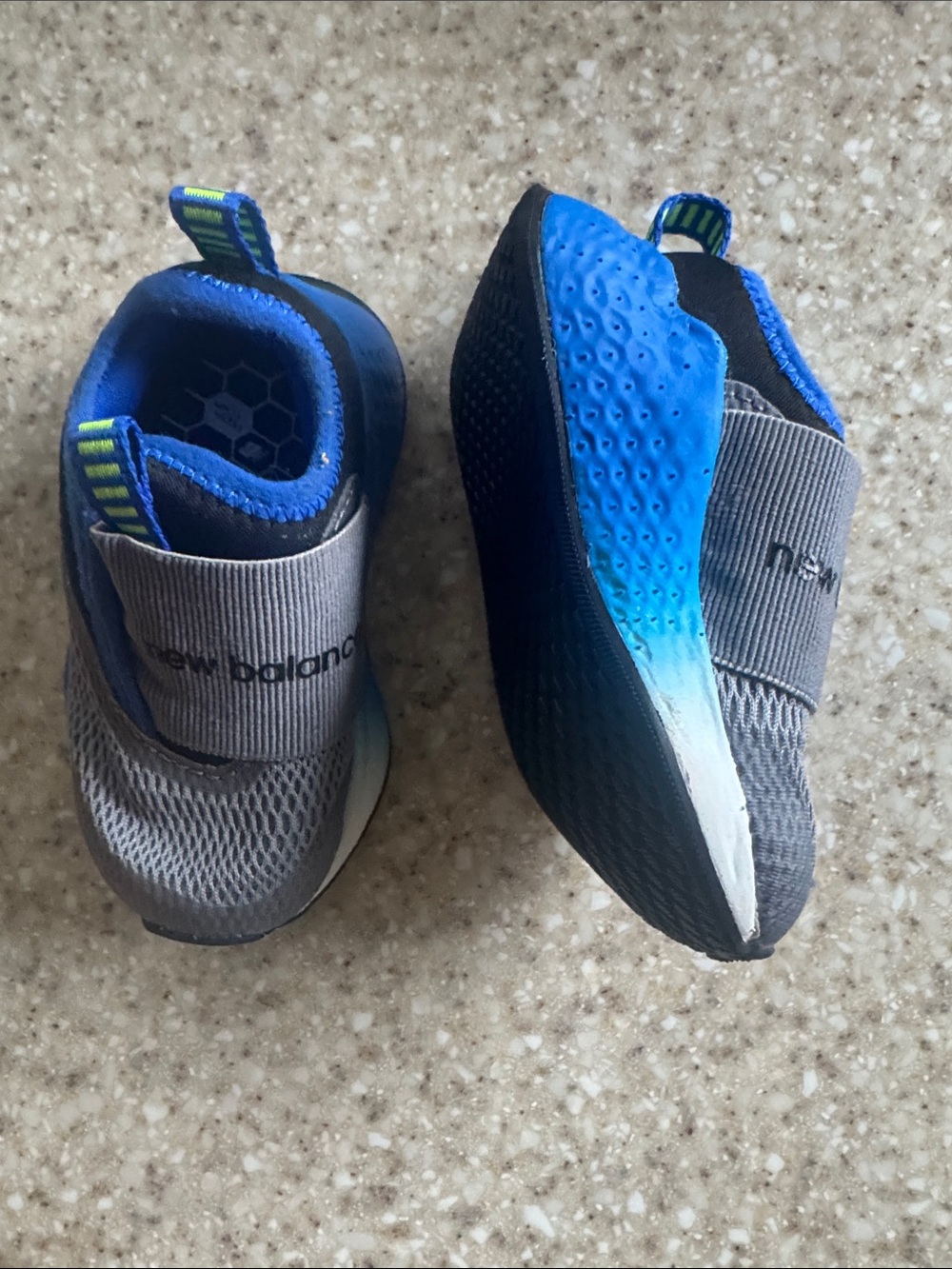 New Balance Kids Slip-On Sneakers in Gray and Blue